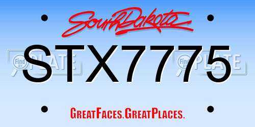STX7775 South Dakota License Plate