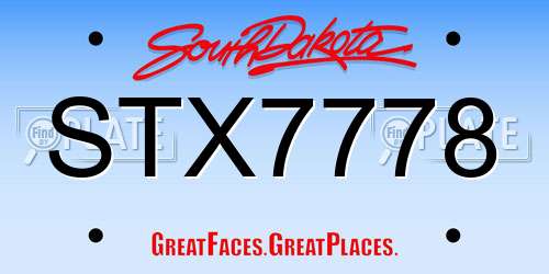 STX7778 South Dakota License Plate