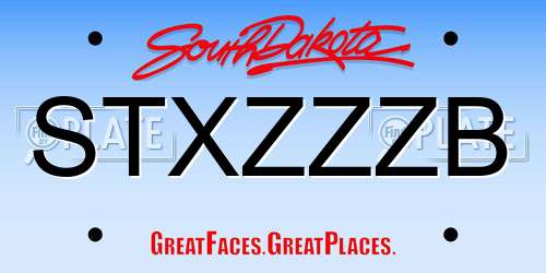 STXZZZB South Dakota License Plate