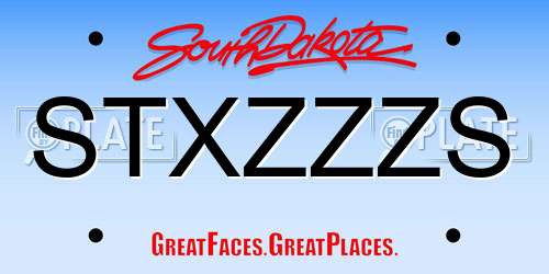 STXZZZS South Dakota License Plate