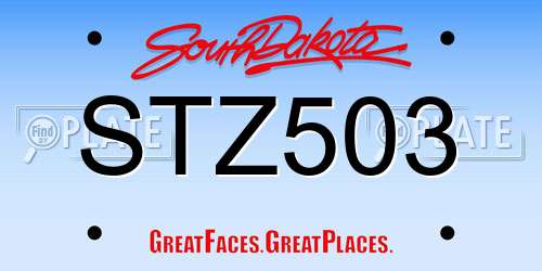 STZ503 South Dakota License Plate