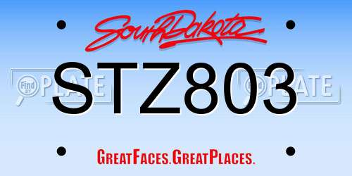 STZ803 South Dakota License Plate