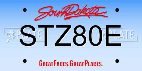 STZ80E South Dakota License Plate