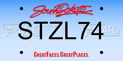 STZL74 South Dakota License Plate