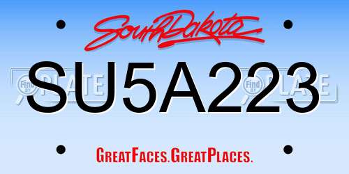 SU5A223 South Dakota License Plate