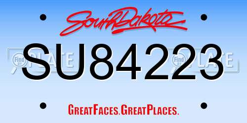 SU84223 South Dakota License Plate