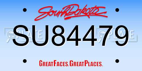 SU84479 South Dakota License Plate