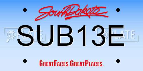 SUB13E South Dakota License Plate