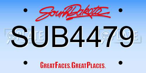 SUB4479 South Dakota License Plate