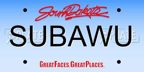 SUBAWU South Dakota License Plate