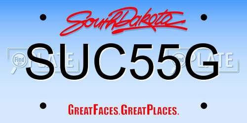 SUC55G South Dakota License Plate
