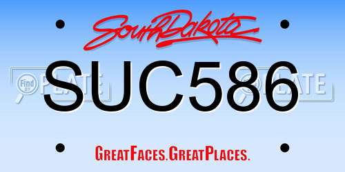 SUC586 South Dakota License Plate