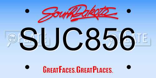 SUC856 South Dakota License Plate