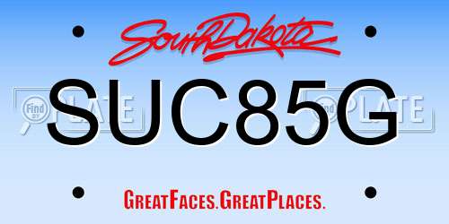 SUC85G South Dakota License Plate