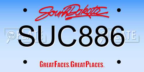 SUC886 South Dakota License Plate