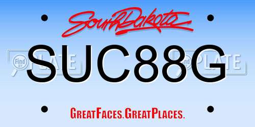 SUC88G South Dakota License Plate