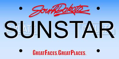 SUNSTAR South Dakota License Plate