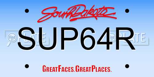 SUP64R South Dakota License Plate