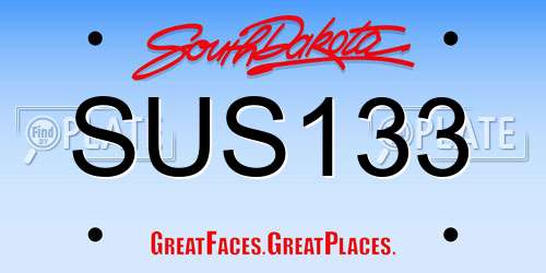 SUS133 South Dakota License Plate