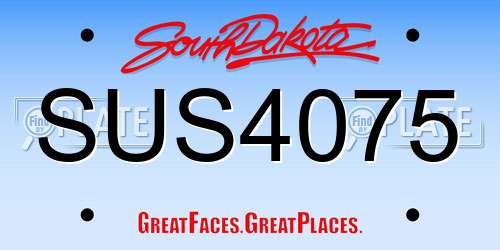 SUS4075 South Dakota License Plate