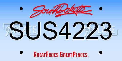 SUS4223 South Dakota License Plate