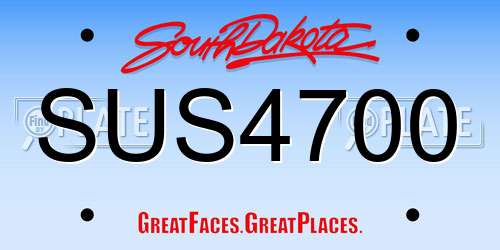 SUS4700 South Dakota License Plate