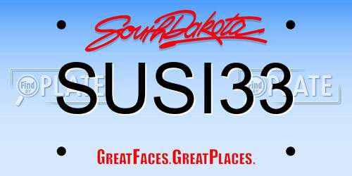 SUSI33 South Dakota License Plate