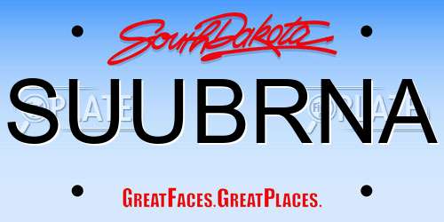 SUUBRNA South Dakota License Plate