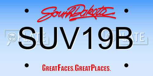 SUV19B South Dakota License Plate