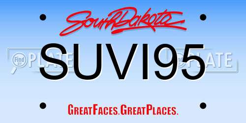 SUVI95 South Dakota License Plate