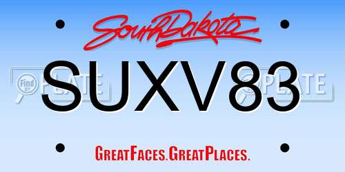 SUXV83 South Dakota License Plate