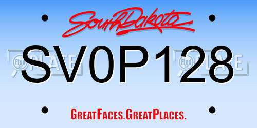 SV0P128 South Dakota License Plate