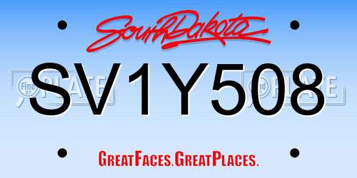 SV1Y508 South Dakota License Plate