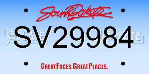SV29984 South Dakota License Plate