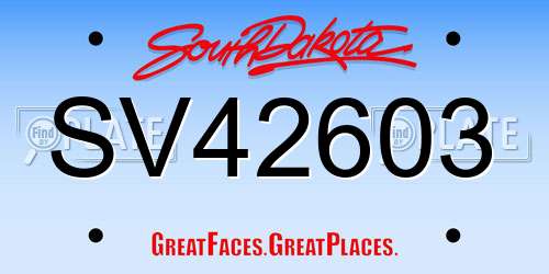 SV42603 South Dakota License Plate