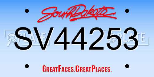 SV44253 South Dakota License Plate