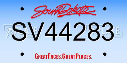 SV44283 South Dakota License Plate
