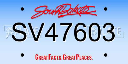 SV47603 South Dakota License Plate