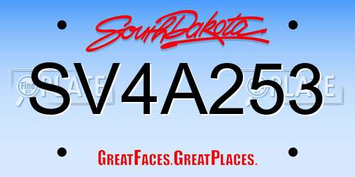 SV4A253 South Dakota License Plate