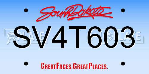 SV4T603 South Dakota License Plate