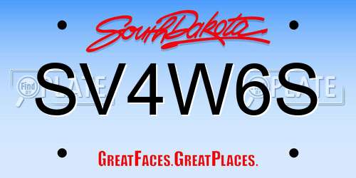 SV4W6S South Dakota License Plate