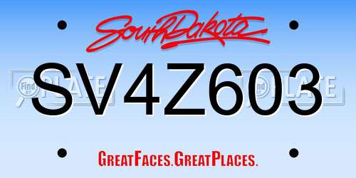 SV4Z603 South Dakota License Plate