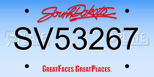 SV53267 South Dakota License Plate
