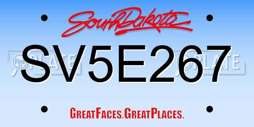 SV5E267 South Dakota License Plate