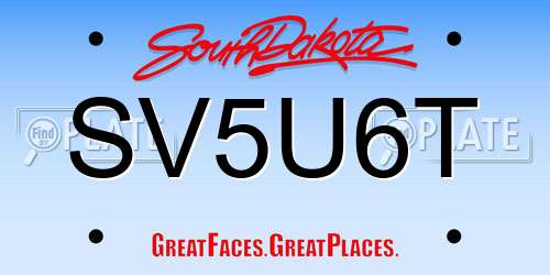 SV5U6T South Dakota License Plate