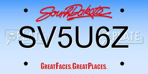 SV5U6Z South Dakota License Plate