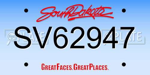 SV62947 South Dakota License Plate