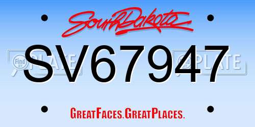 SV67947 South Dakota License Plate