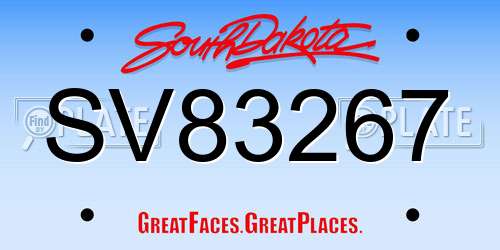 SV83267 South Dakota License Plate