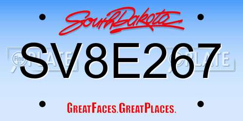 SV8E267 South Dakota License Plate